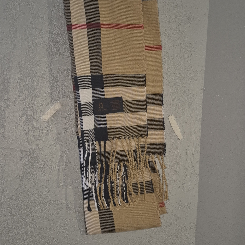 Clara Clark Tan and Black Plaid Scarf